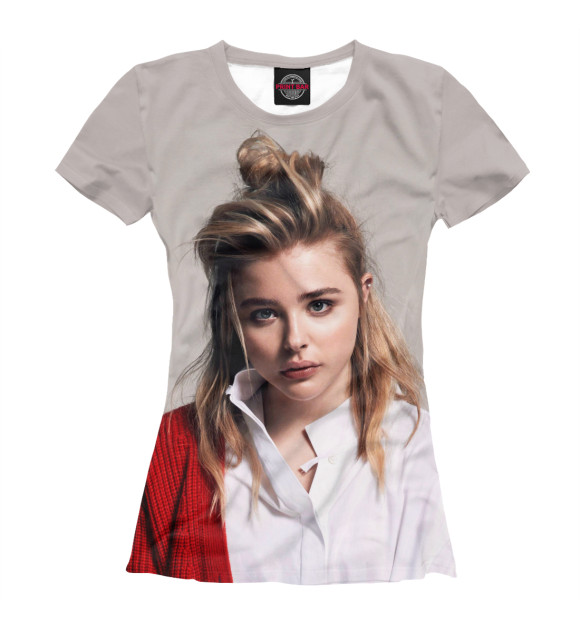 Женская футболка с изображением Chloe Moretz цвета Белый