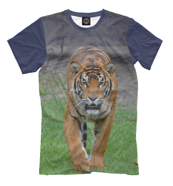 Мужская футболка с изображением Tiger цвета Серый