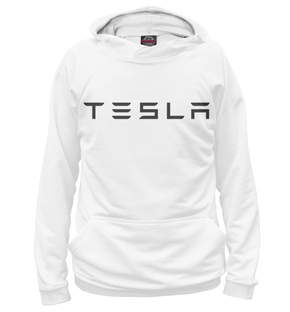 Женское худи с изображением Tesla цвета Белый