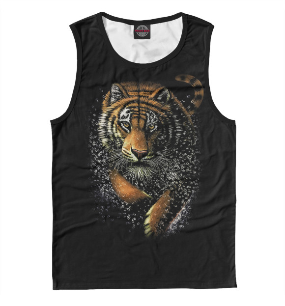 Майка для мальчика с притом Тигр цвета Белый Майка для мальчика с изображением Тигр цвета Белый