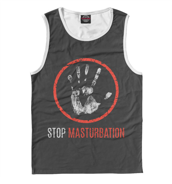 Мужская майка с изображением Stop Masturbation цвета Белый
