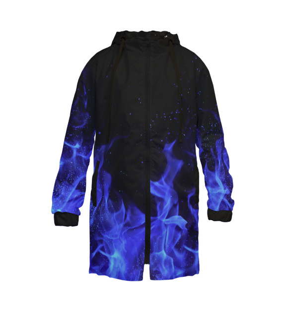 Дождевик с притом Синий огонь цвета Белый Дождевик с изображением Синий огонь цвета Белый