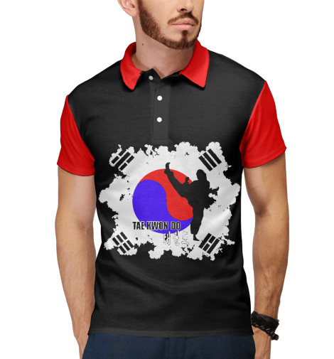 

Поло Print Bar, Белый, Taekwondo Korea