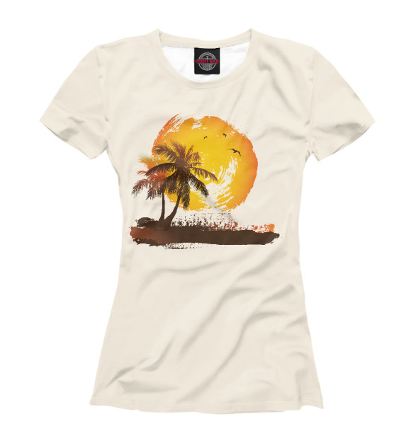 Женская футболка с изображением Пальмы цвета Белый
