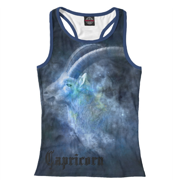Женская майка-борцовка с изображением КОЗЕРОГ цвета Белый