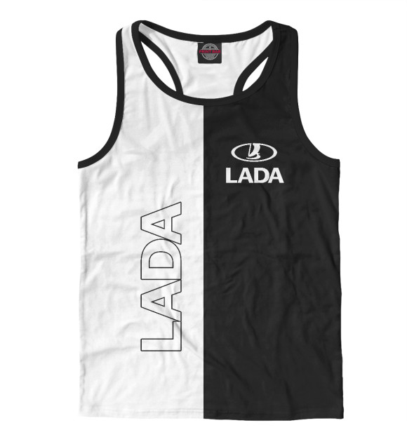 Мужская майка-борцовка с изображением Lada цвета Белый