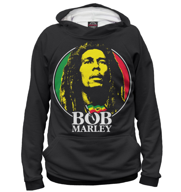 Женское худи с изображением Bob Marley цвета Белый