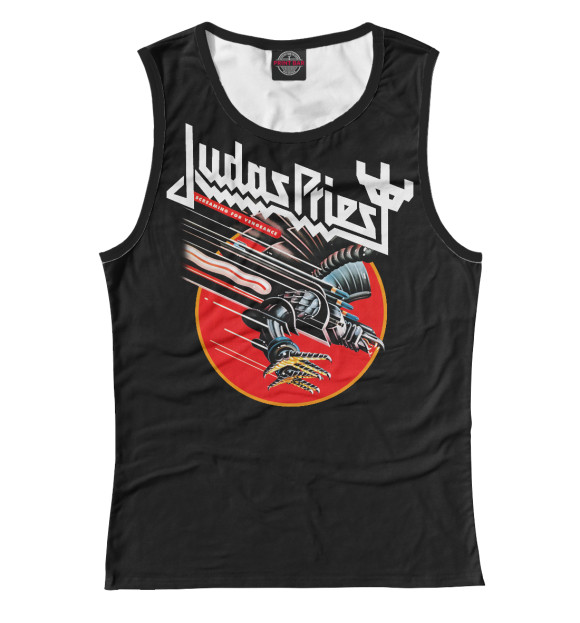 Майка для девочки с притом Judas Priest цвета Белый Майка для девочки с изображением Judas Priest цвета Белый