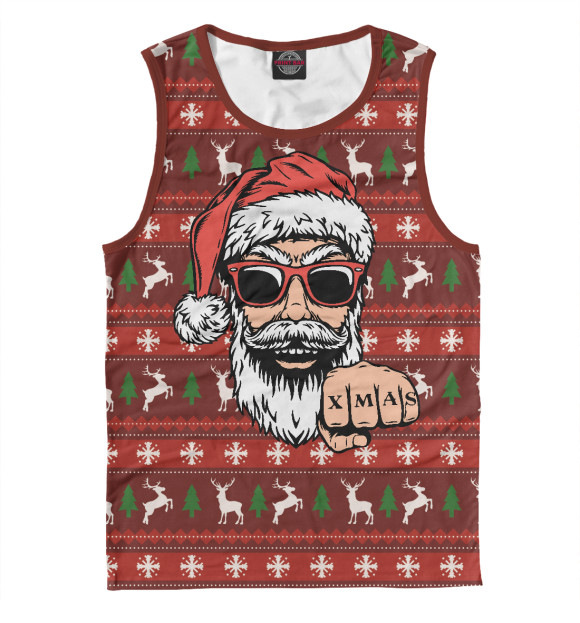 Майка для мальчика с изображением Крутой Санта Bad Santa цвета Белый