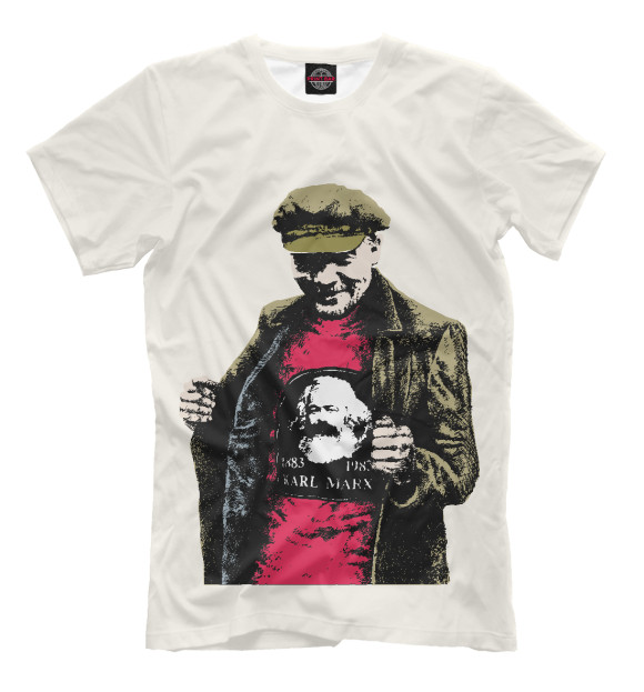 Мужская футболка с изображением Ленин цвета Молочно-белый