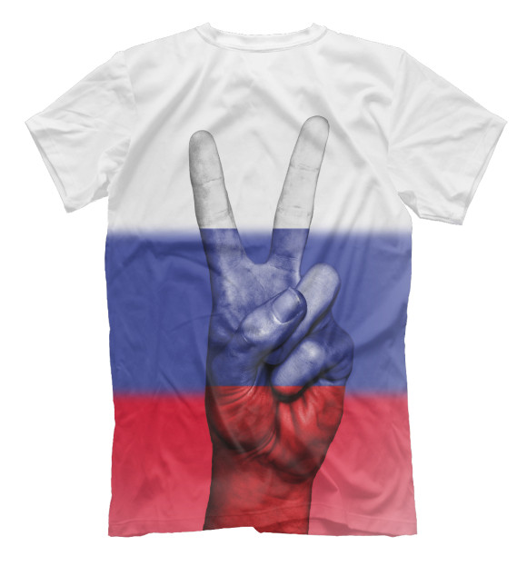 Мужская футболка с изображением Флаг России цвета Белый