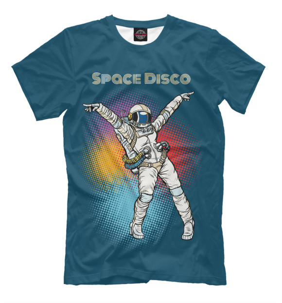Мужская футболка с изображением Космическое диско цвета Белый
