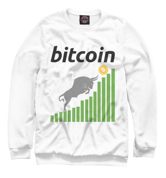 Мужской свитшот с изображением Bitcoin цвета Белый