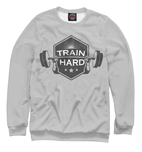 Свитшот для мальчиков с изображением Train hard цвета Белый