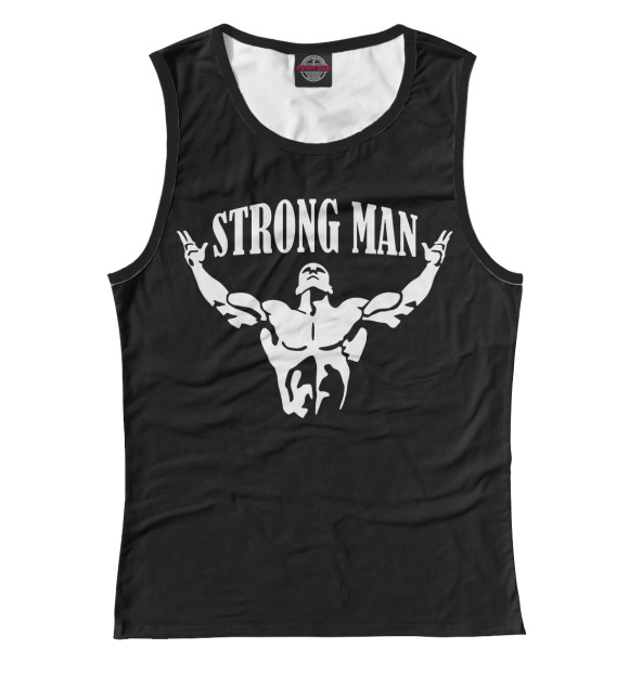 Женская майка с изображением Strong man цвета Белый