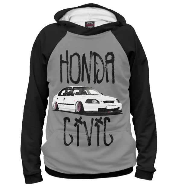 Худи для девочки с изображением Honda Civic цвета Белый