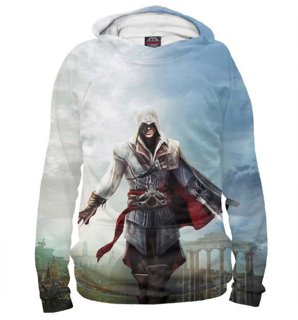 Мужское худи с изображением Assassin's Creed Ezio Collection цвета Белый