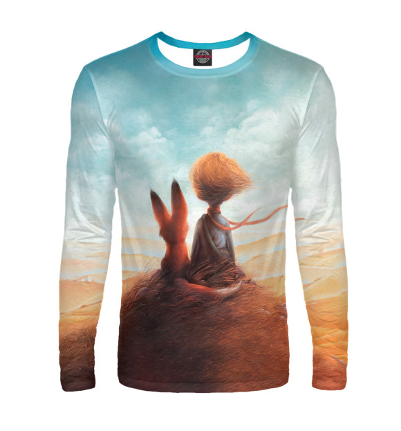 Мужской лонгслив с изображением Маленький Принц цвета Белый