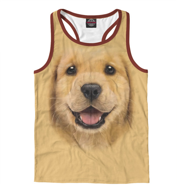 Мужская майка-борцовка с изображением Щенок цвета Белый