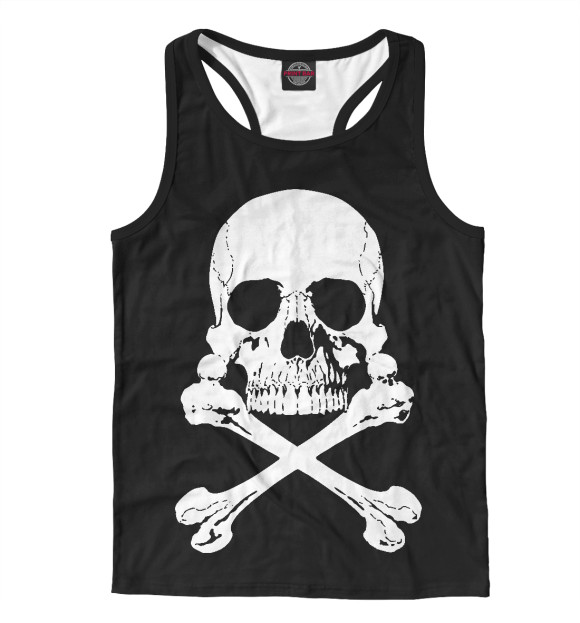 Мужская майка-борцовка с изображением Череп и кости цвета Белый