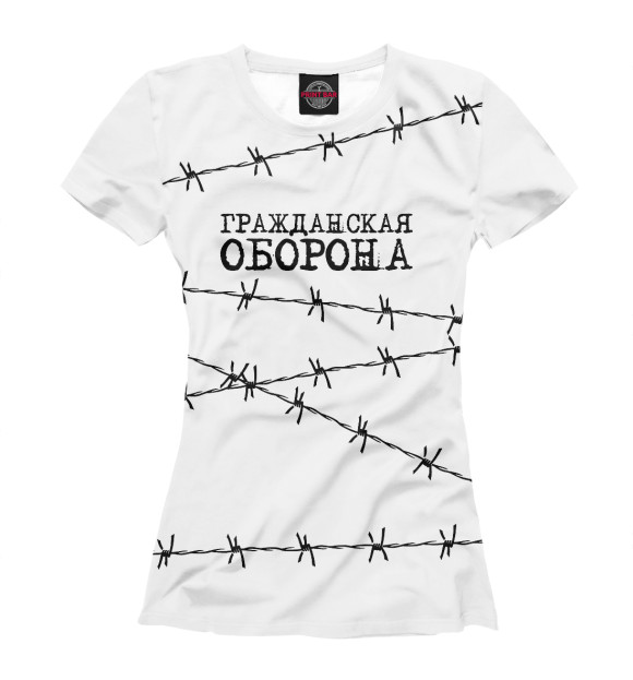 Женская футболка с изображением Гражданская оборона цвета Белый