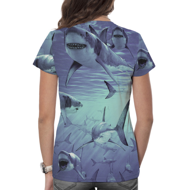 Женская футболка с изображением Акулы цвета Белый