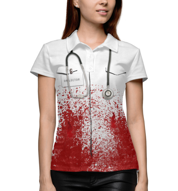 Женское поло с изображением bloody doctor цвета Белый