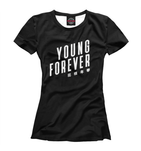 Женская футболка с изображением Young Forever цвета Белый