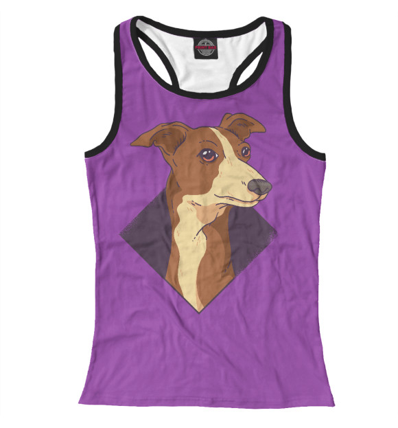 Женская майка-борцовка с изображением Уиппет цвета Белый