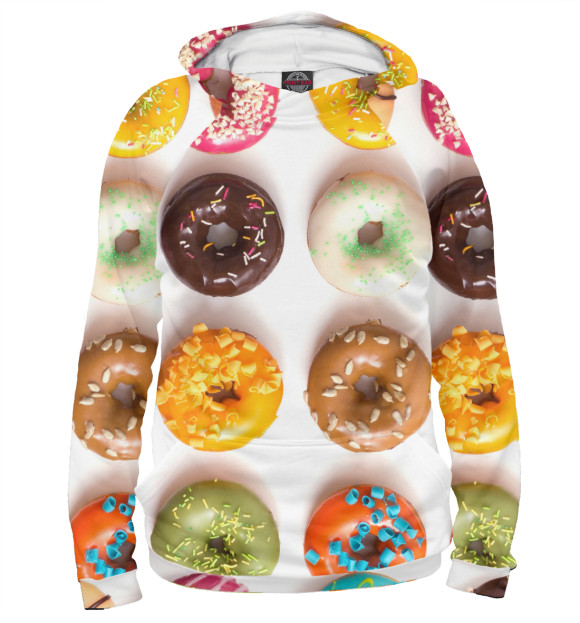 Мужское худи с изображением Пончики цвета Белый