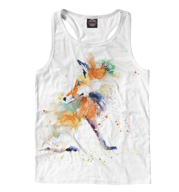 Мужская майка-борцовка с изображением Лиса цвета Белый