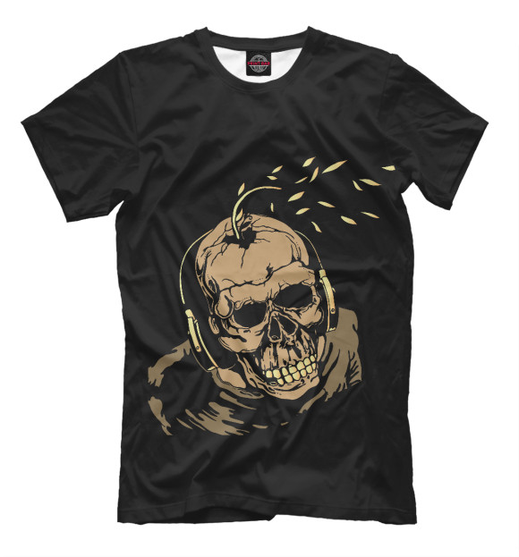 Мужская футболка с изображением Скелет цвета Черный