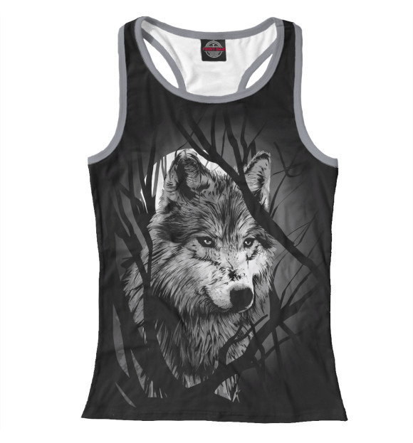 Женская майка-борцовка с изображением Grey Wolf цвета Белый