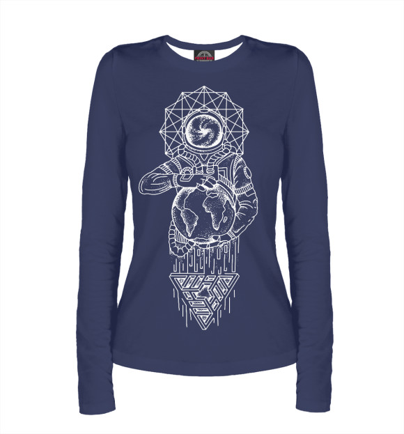 Женский лонгслив с изображением Космос цвета Белый