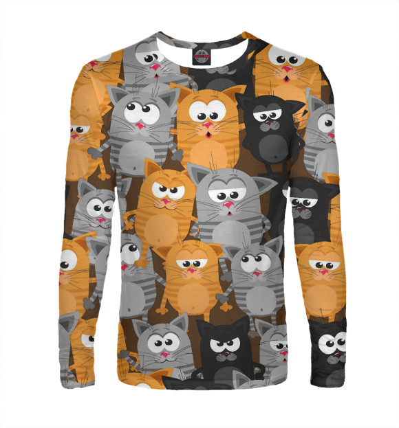 Мужской лонгслив с изображением Котятки цвета Белый