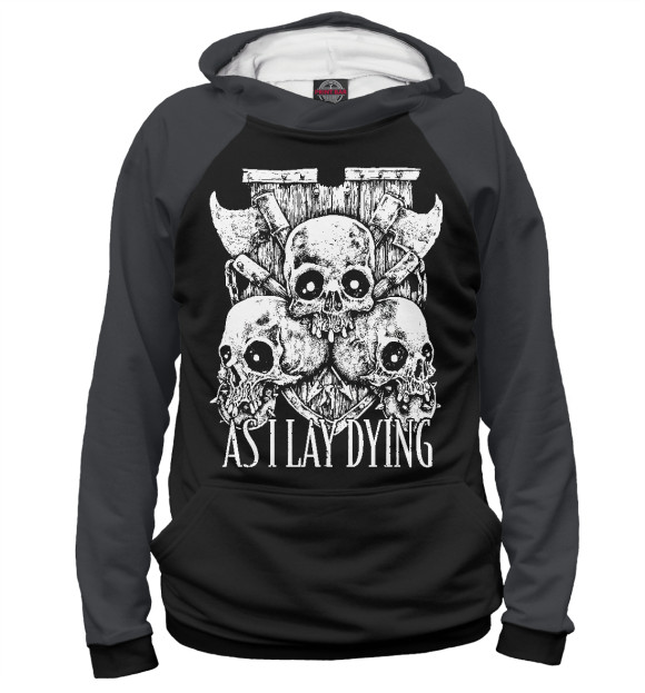 Женское худи с изображением As I Lay Dying (черепа) цвета Белый