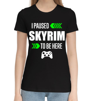 Хлопковая футболка для девочек Skyrim I Paused