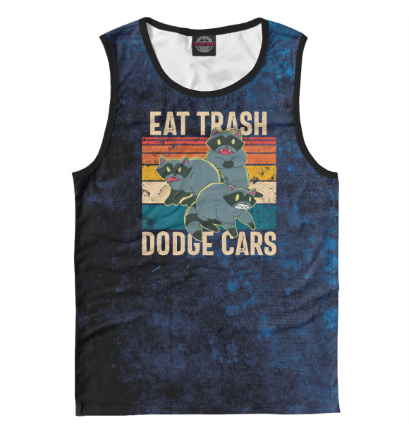 Мужская майка с притом Eat Trash Dodge Cars цвета Белый Мужская майка с изображением Eat Trash Dodge Cars цвета Белый