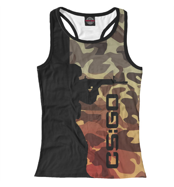 Женская майка-борцовка с притом CS:GO цвета Белый Женская майка-борцовка с изображением CS:GO цвета Белый