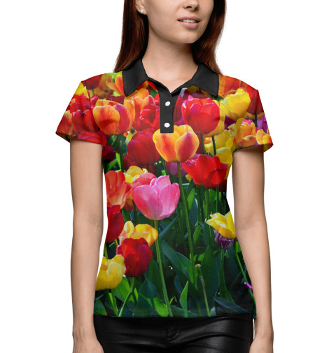 

Поло Print Bar, Белый, Тюльпаны