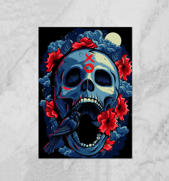 Плакат с изображением Birdy Skull цвета Белый