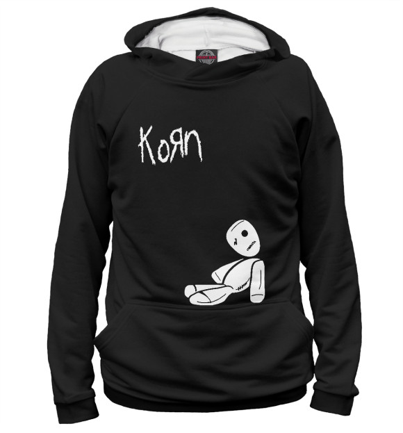Мужское худи с изображением Korn цвета Белый