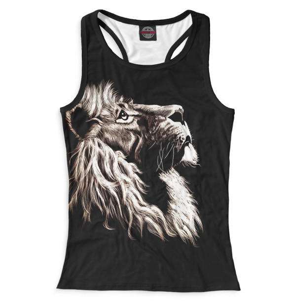 Женская майка-борцовка с изображением Лев цвета Белый