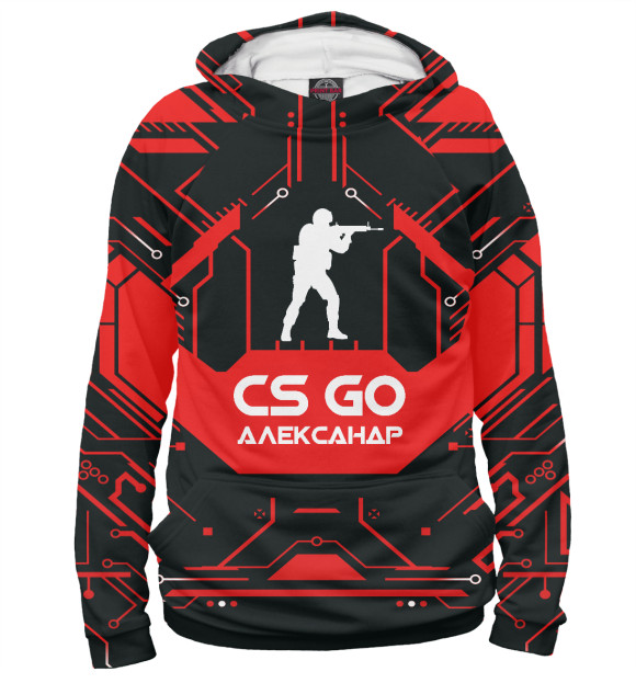 Мужское худи с изображением Александр в стиле CS GO цвета Белый
