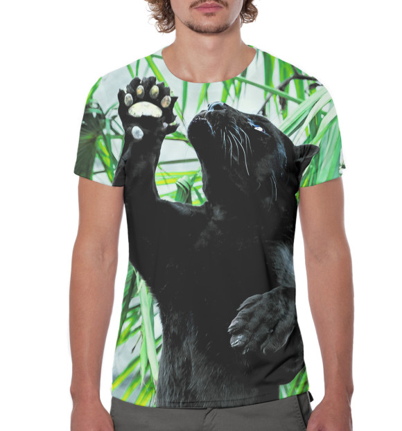 Мужская футболка с изображением Чёрная пантера цвета Белый