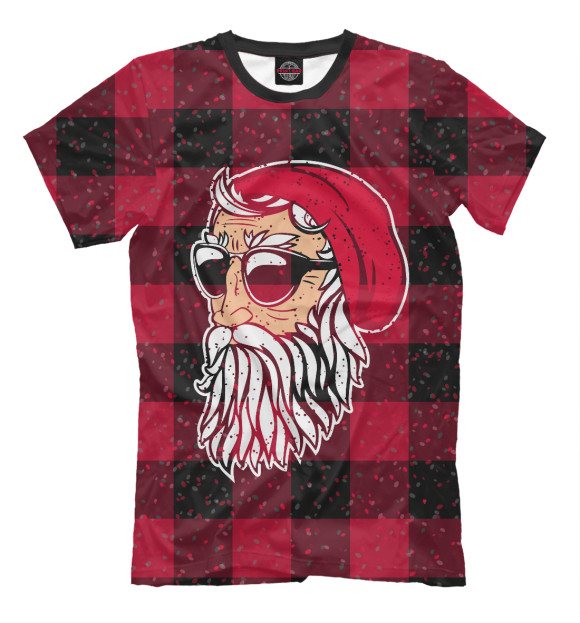 Мужская футболка с изображением Санта Хипстер цвета Темно-бордовый