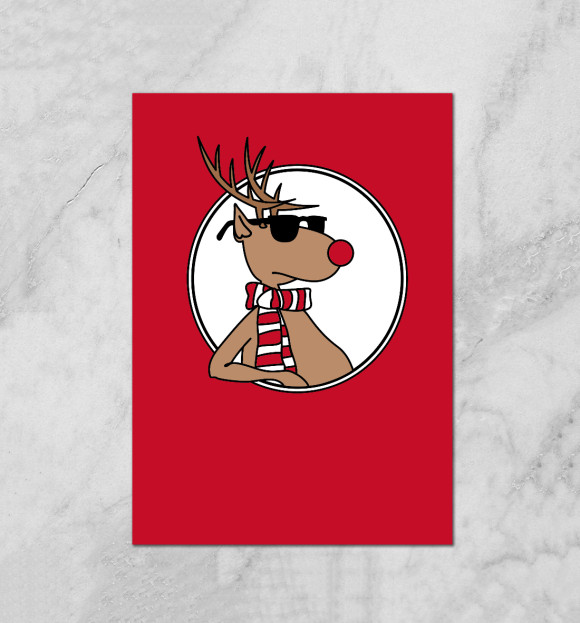 Плакат с притом Новогодний Олень цвета Белый Плакат с изображением Новогодний Олень цвета Белый