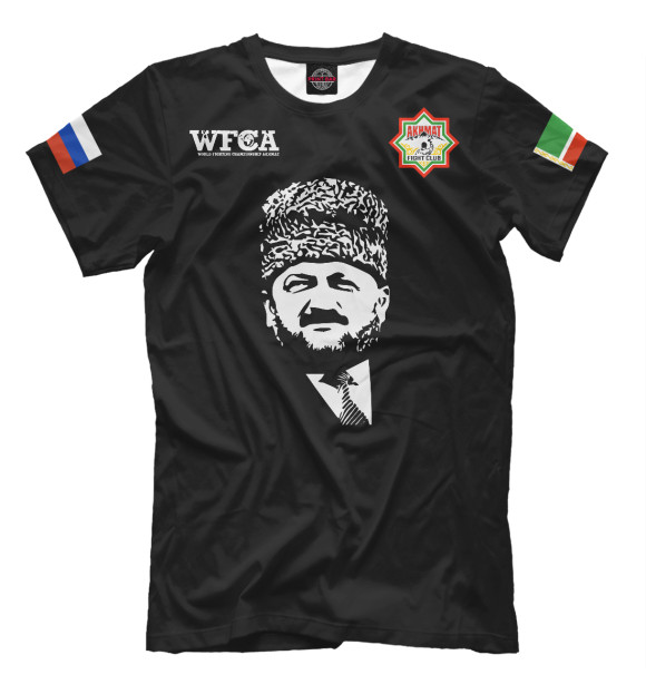 Мужская футболка с изображением Ахмат Кадыров цвета Белый