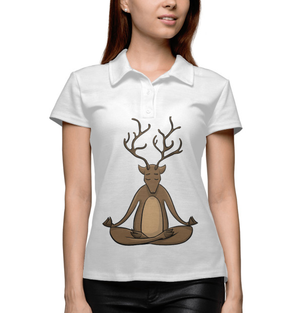 Женское поло с изображением Аленивый Йог цвета Белый