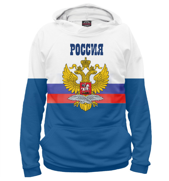Женское худи с изображением Герб России цвета Белый